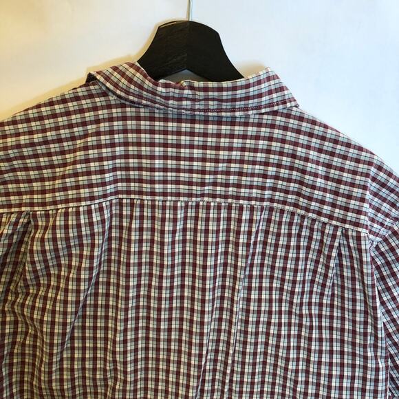 GAP Check Button Down Shirt Short Sleeve Red White Blue Cotton Large Retro Vtg - Picture 6 of 7